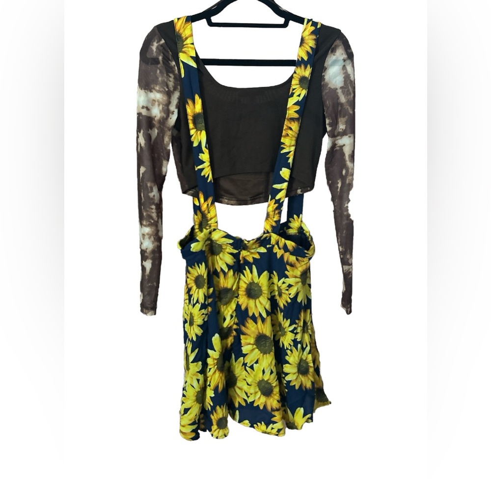 90s Sunflower Skirt Overalls